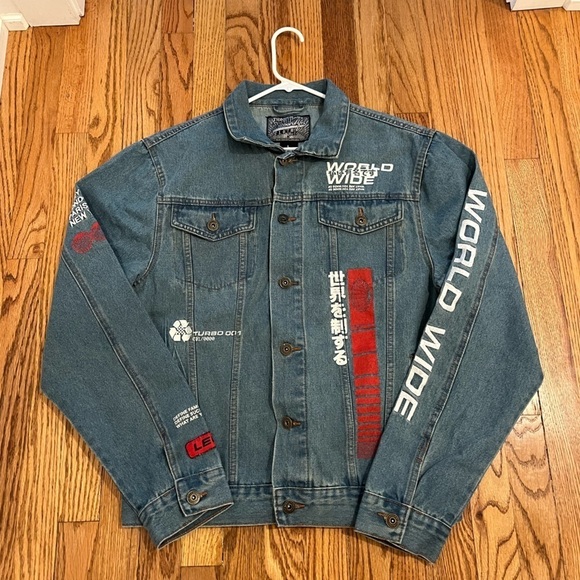 Brooklyn Cloth Denim Blue Jean Jacket World Wide Size L - Picture 5 of 7